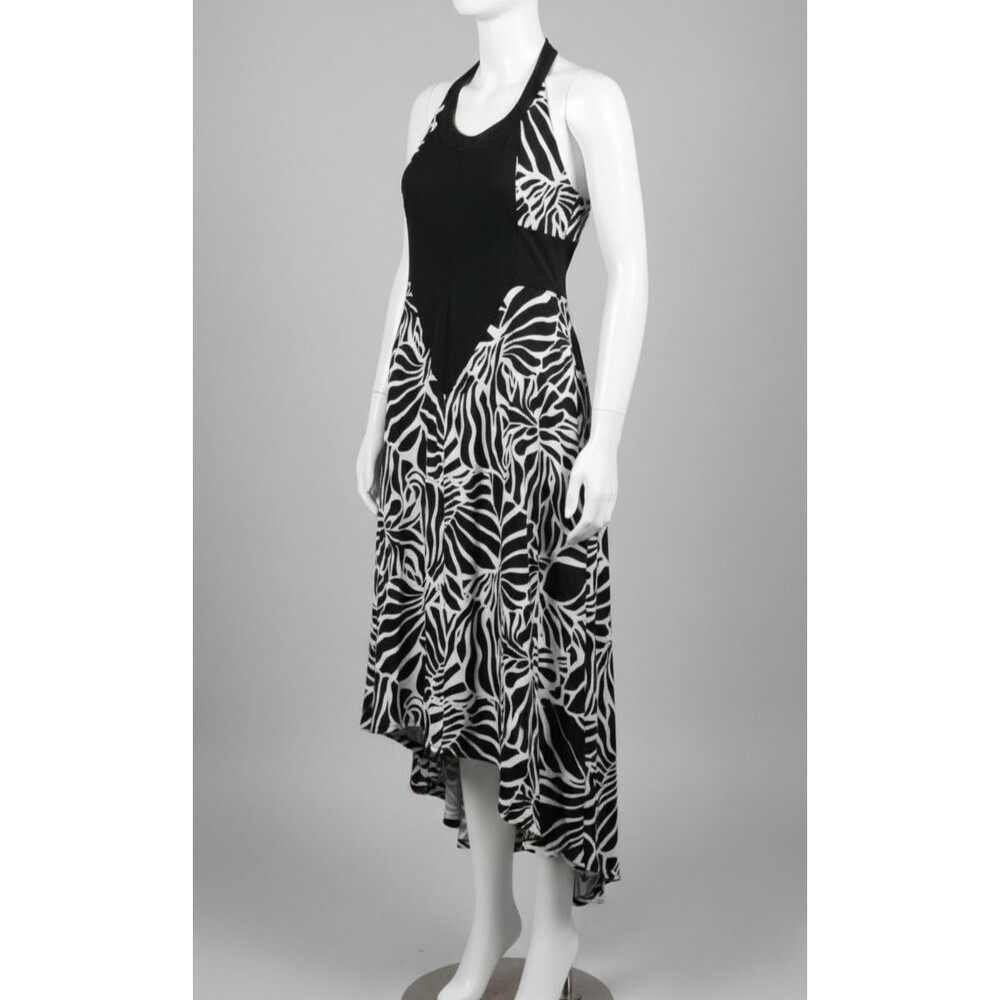 K.Jordan Black White Asymmetrical Zebra Print Dress Size 4 Women's Sleeveless Mi